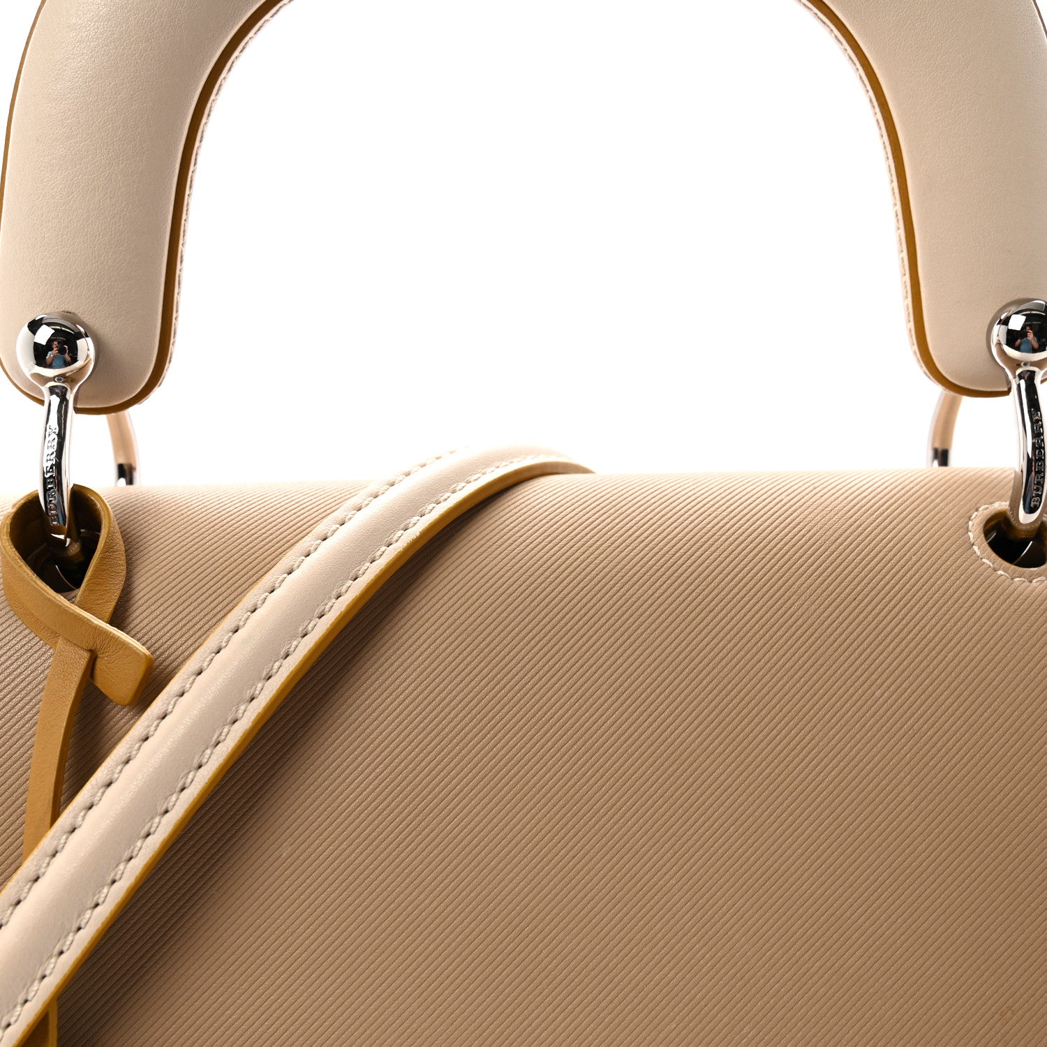 Burberry Trench Calfskin Medium DK88 Top Handle Bag Honey Ochre Yellow 8 of 10