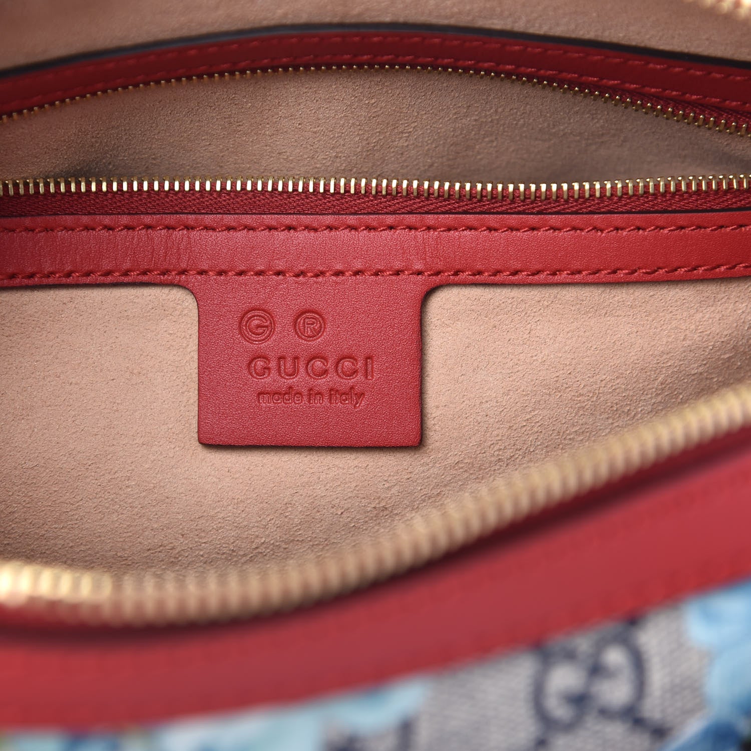 Gucci GG Supreme Monogram Blooms Small Boston Beige Blue Navy Hibiscus Red 6 of 9