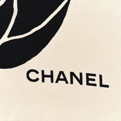 Chanel Silk CC Camellia Scarf Black White 3 of 4