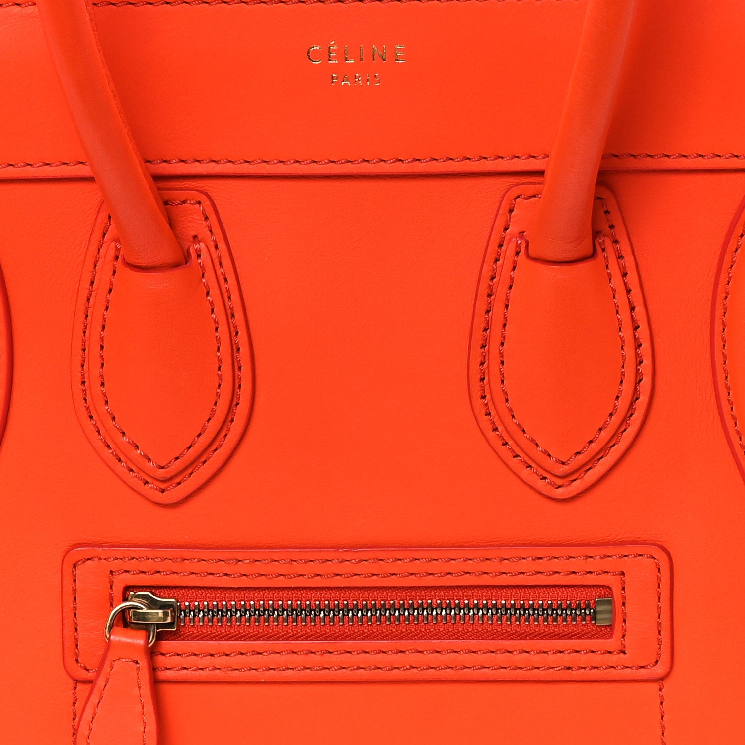 Celine Smooth Calfskin Micro Luggage Bright Orange 7 of 9