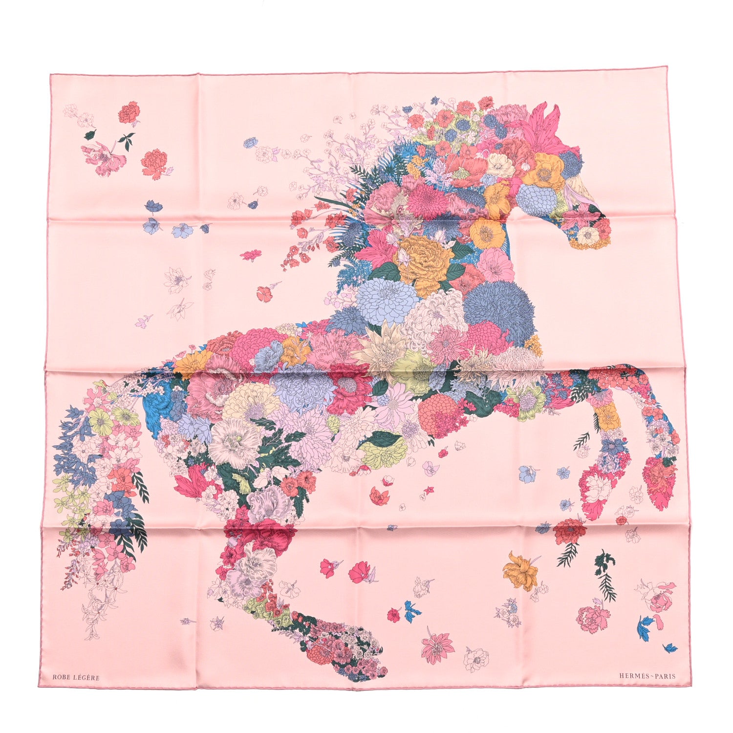 Hermes Silk Twill Robe Legere Scarf 90 Rose Hortensia Bleu 1 of 4