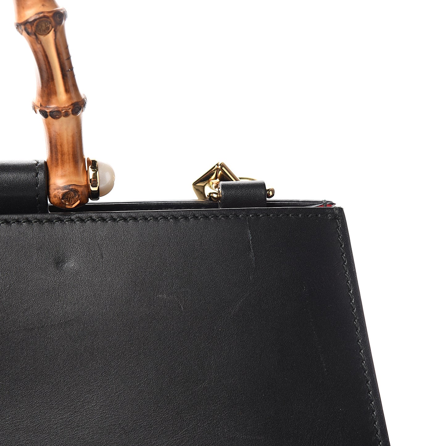 Nappa Bamboo Web Medium Nymphaea Top Handle Bag Black