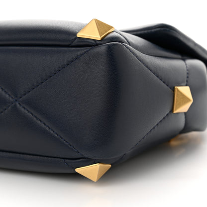 Valentino Garavani Nappa Large Roman Stud Shoulder Bag Marine 9 of 9