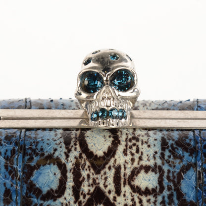 Alexander McQueen Snakeskin Skull Box Clutch Blue 4 of 8
