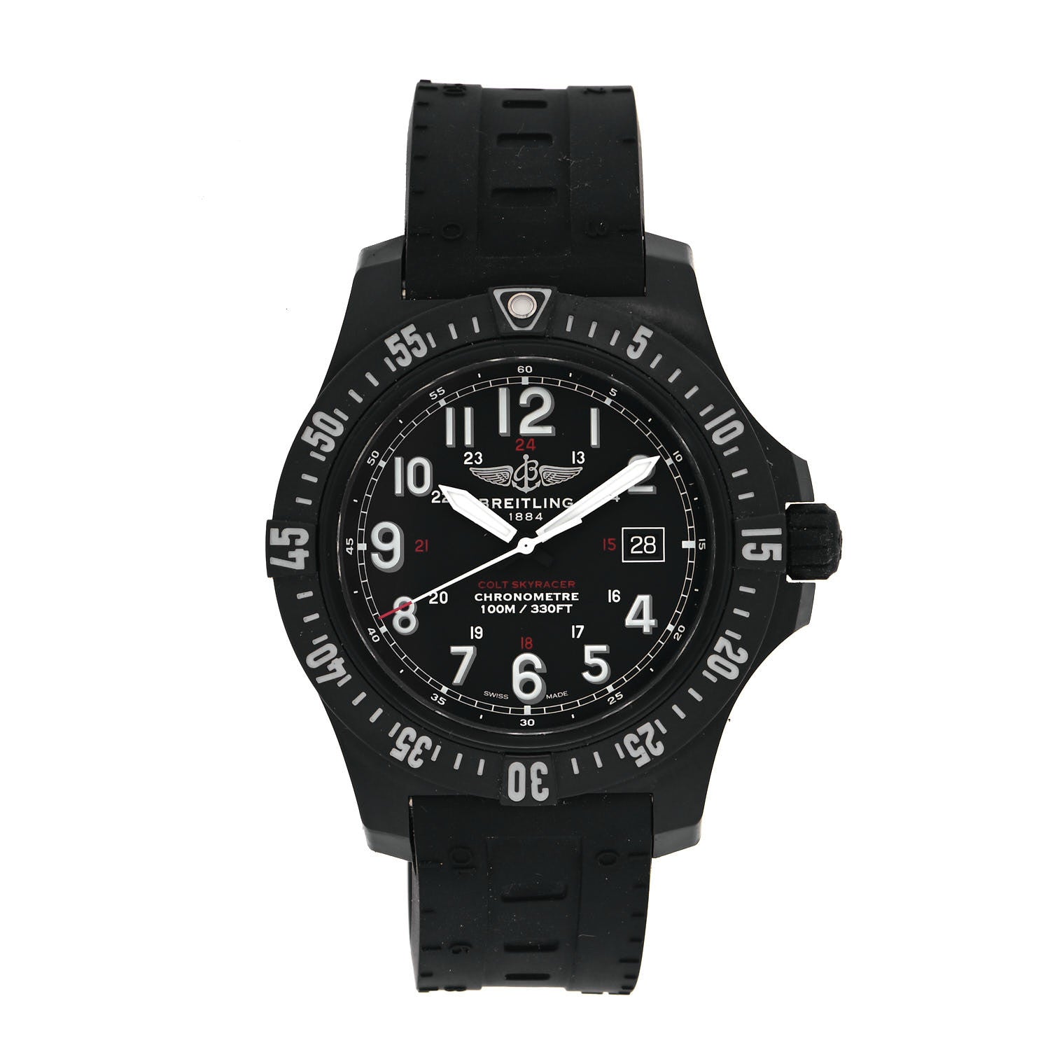 Breitling Breitlight Rubber 45mm Colt Skyracer Quartz Watch Black X74320 1 of 5