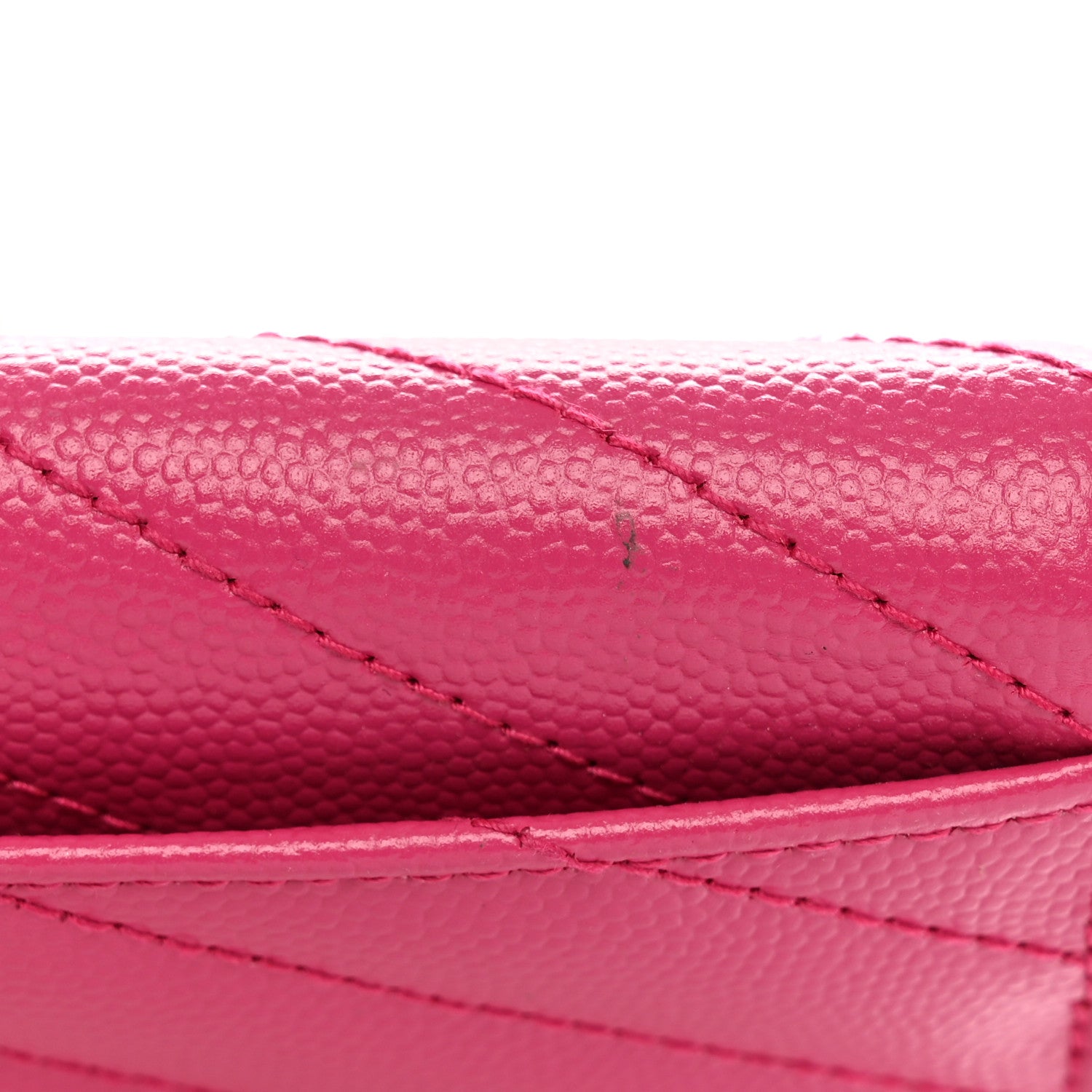 Saint Laurent Grain De Poudre Matelasse Chevron Small Monogram Envelope Wallet Bubblegum 11 of 14