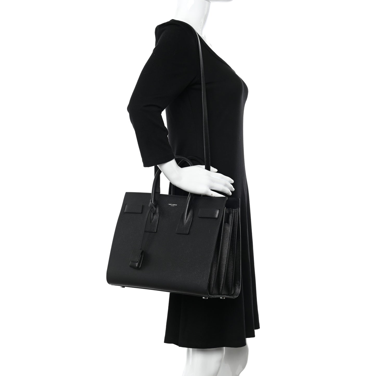 Grained Calfskin Small Sac De Jour Black