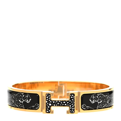 Hermes Enamel Narrow Print Guepards Clic Clac H Bracelet PM Positif Negatif 1 of 4
