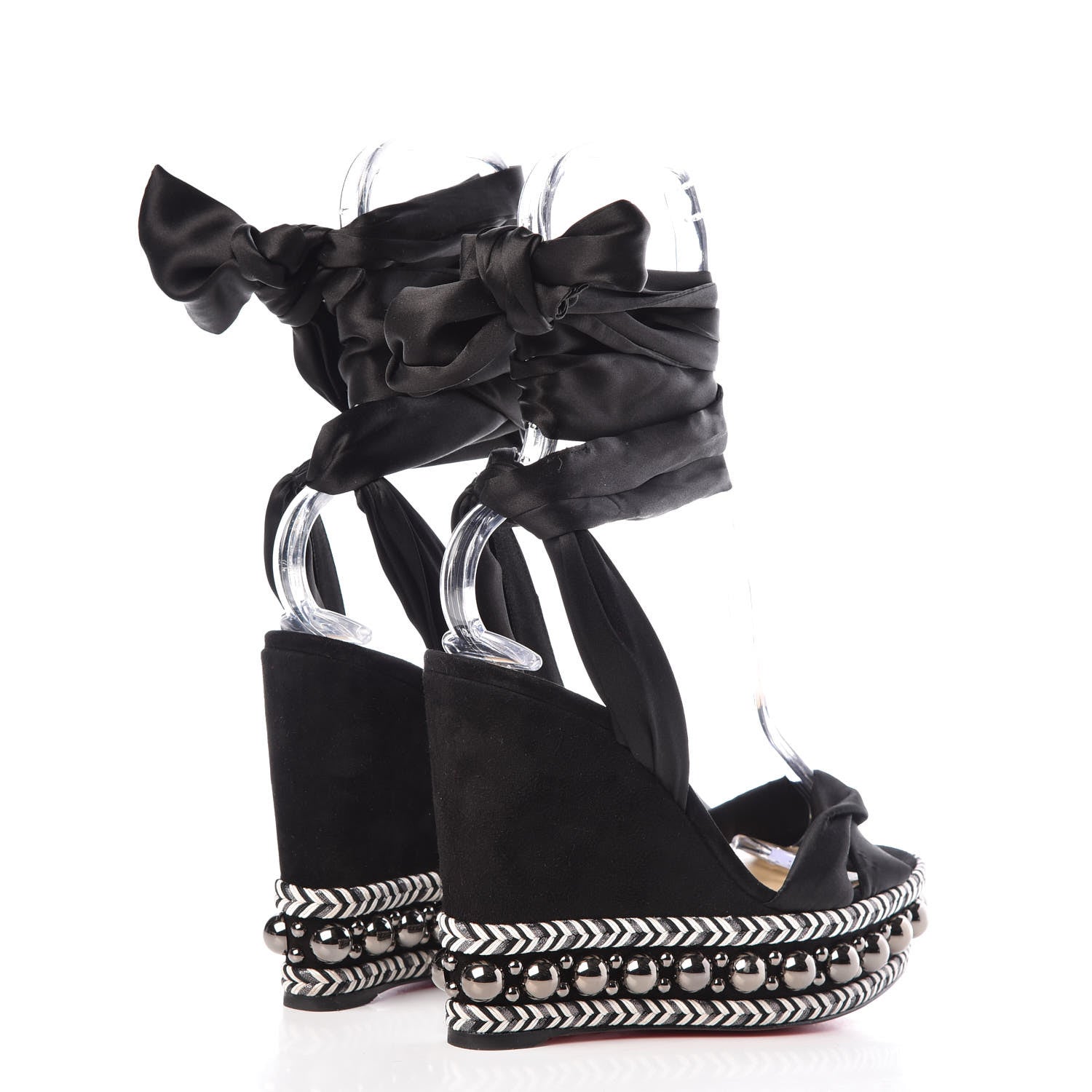 Christian Louboutin Suede Satin Levantine 120 Wedges 39 Black 4 of 10