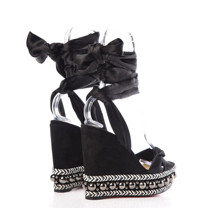 Christian Louboutin Suede Satin Levantine 120 Wedges 39 Black 4 of 10