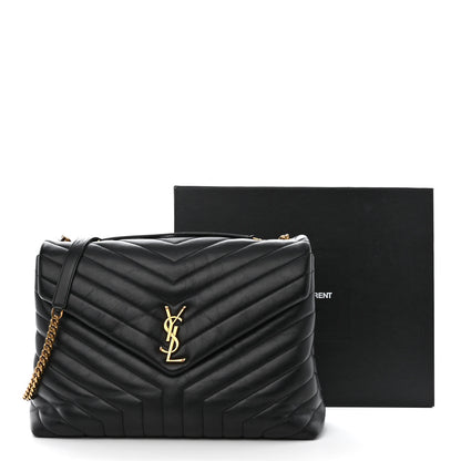 Saint Laurent Calfskin Y Quilted Monogram Large Loulou Chain Satchel Black 13 of 13