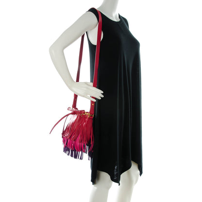 Saint Laurent Calfskin Tri-Color Small Emmanuelle Fringe Bucket Bag Red Bubblegum Purple 2 of 7