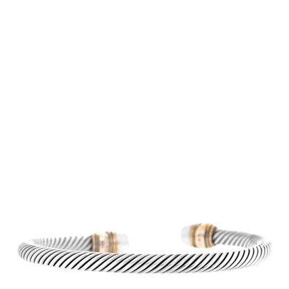 David Yurman Sterling Silver 14K Yellow Gold Pearl 5mm Cable Collectibles Bracelet 3 of 5