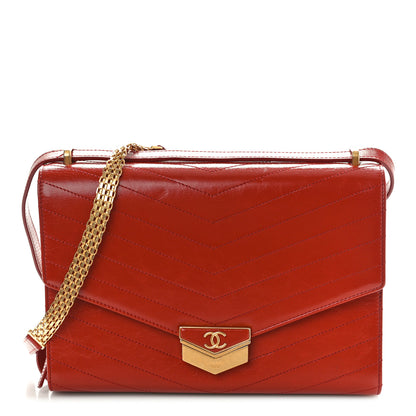 Chanel Calfskin Chevron Quilted Large Medal Flap Red 1 of 10