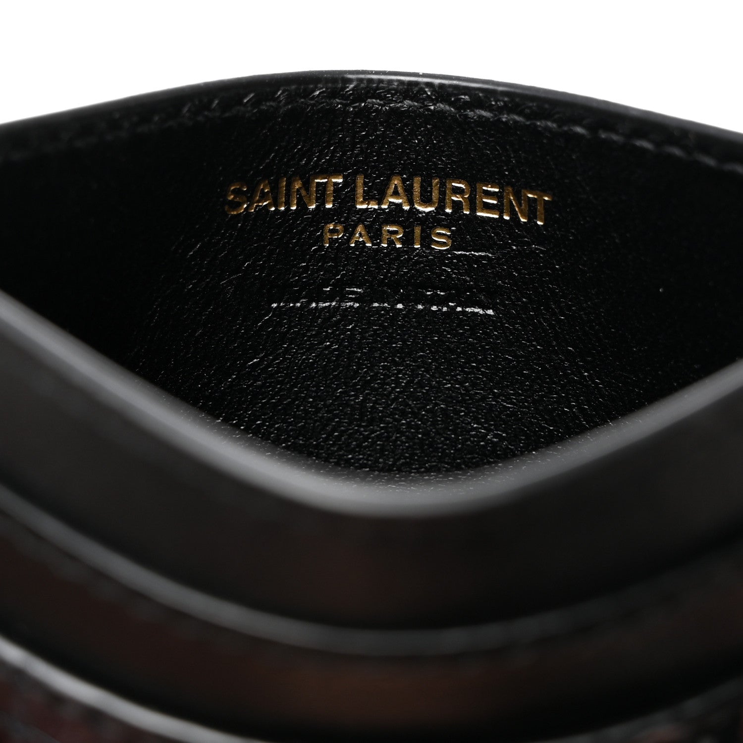 Saint Laurent Calfskin Crocodile Embossed Monogram Credit Card Case Blue 6 of 8