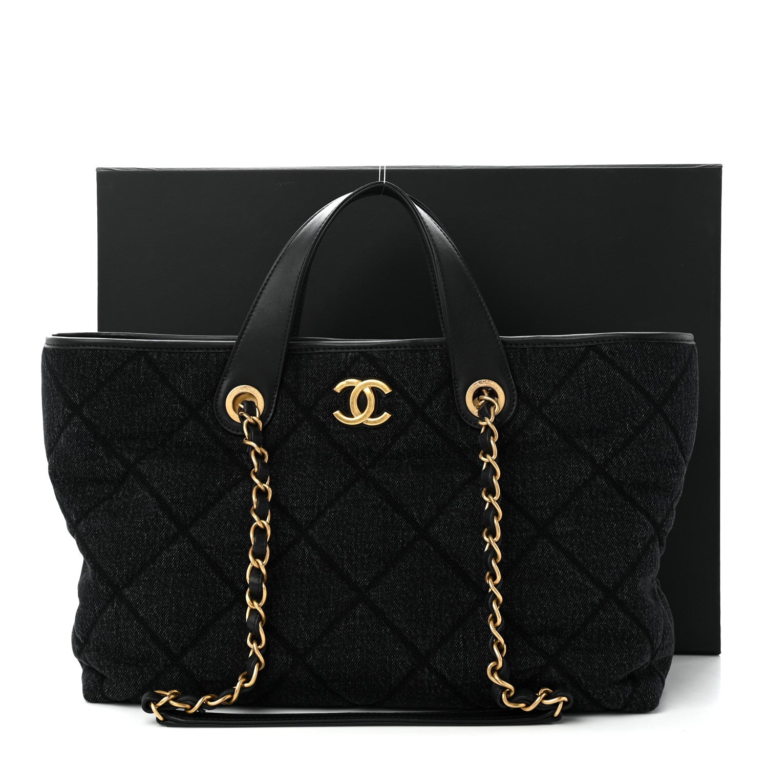 Chanel Denim Calfskin Quilted Small Deauville tote  Black 11 of 11