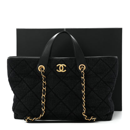 Chanel Denim Calfskin Quilted Small Deauville tote  Black 11 of 11