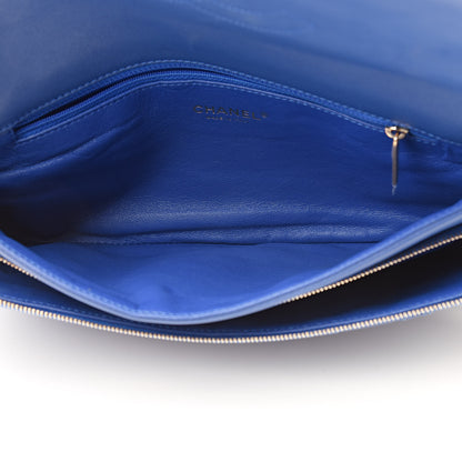 Chanel Calfskin Stitched Thin City Clutch Blue 5 of 9