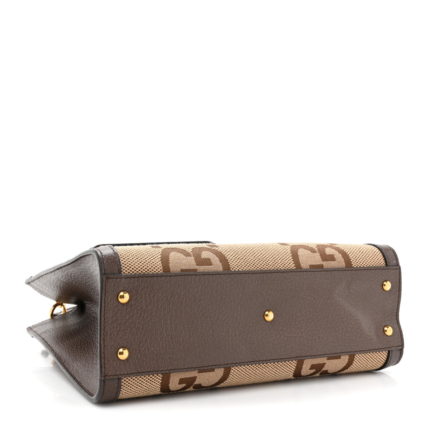 Gucci Monogram Jumbo GG Textured Dollar Calfskin Small Diana Tote Bag Camel Ebony New Acero 4 of 12