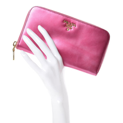 Prada Spazzolato Zip Around Wallet Fuxia 2 of 11