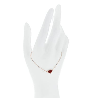 Van Cleef & Arpels 18K Rose Gold Carnelian Sweet Alhambra Heart Bracelet 2 of 5