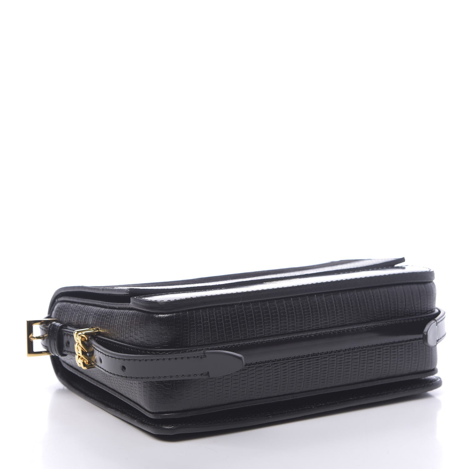 Burberry Calfskin Lizard Embossed Two Tone Small Grace Bag Black 4 of 11