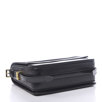 Burberry Calfskin Lizard Embossed Two Tone Small Grace Bag Black 4 of 11