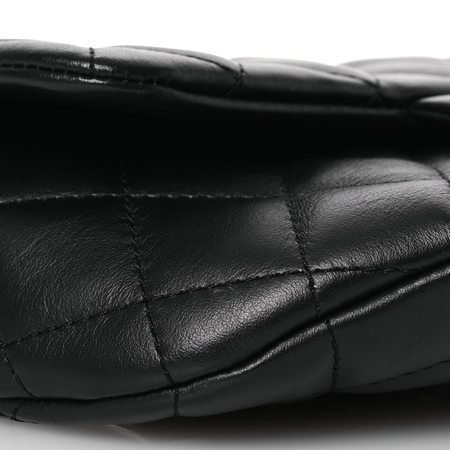 Calfskin Quilted CC Uniform Flap Belt Bag Black