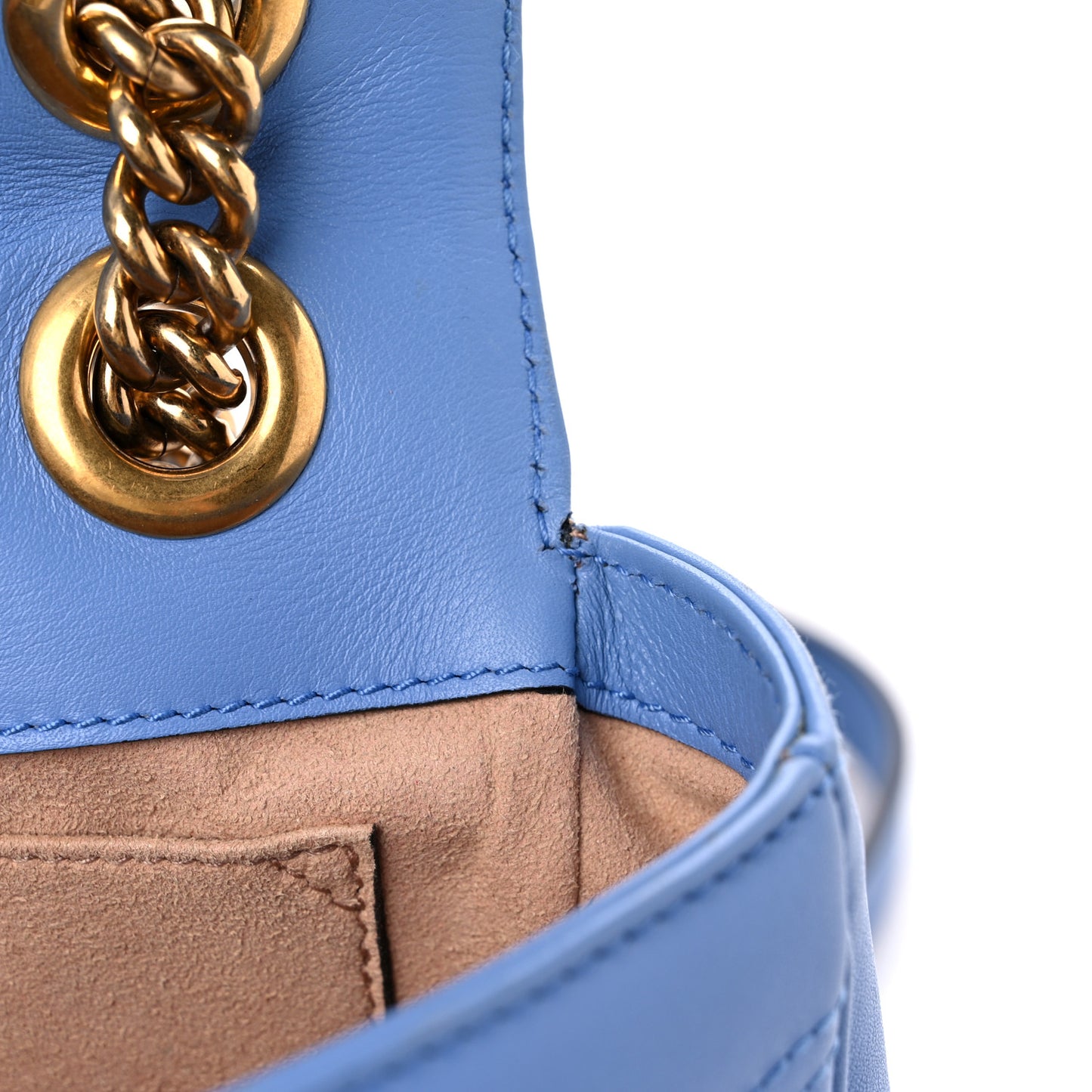 Calfskin Matelasse Mini GG Marmont Shoulder Bag Clear Sky Blue
