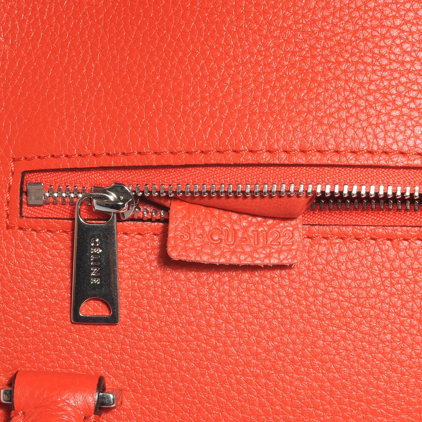 Drummed Calfskin Suede Double Zip Trapeze Vermillion