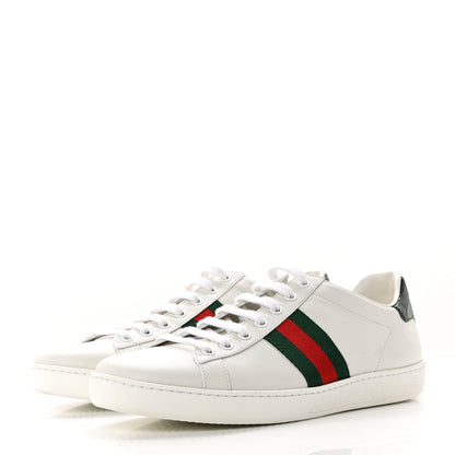Gucci Calfskin Crocodile Web Womens Ace Sneakers 39 White Green 3 of 9