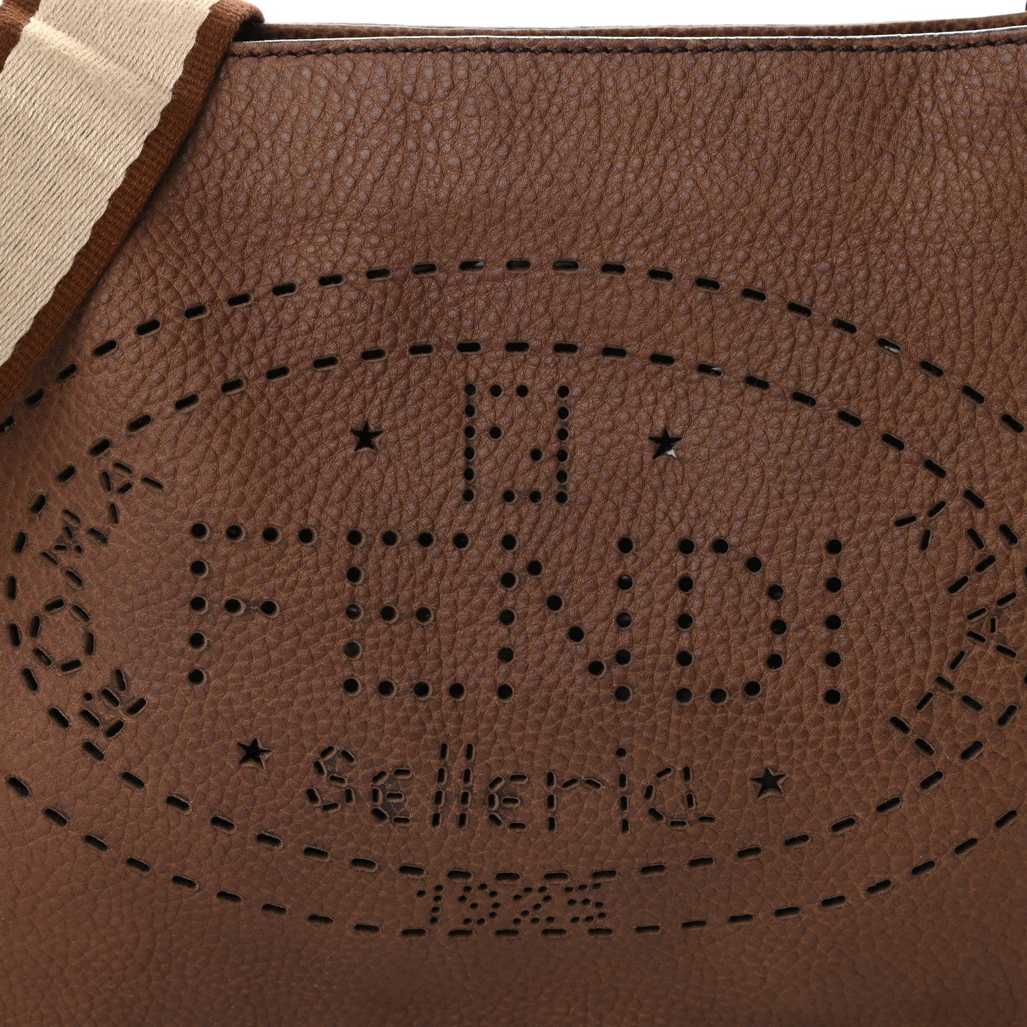 Fendi Calfskin Romano Selleria Logo Shoulder Bag Brown 9 of 13