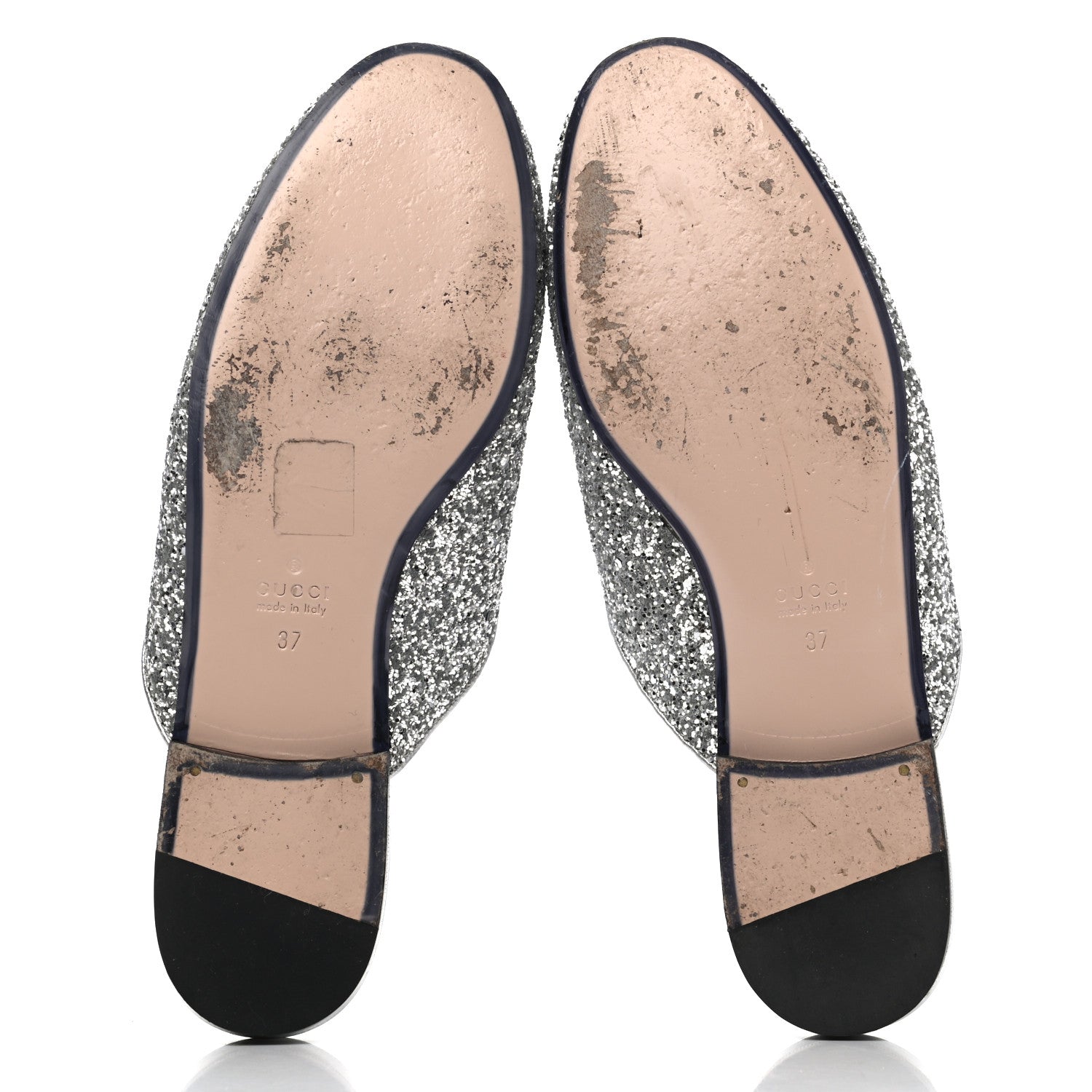 Gucci Glitter Womens Princetown Slippers 37 Silver 4 of 4