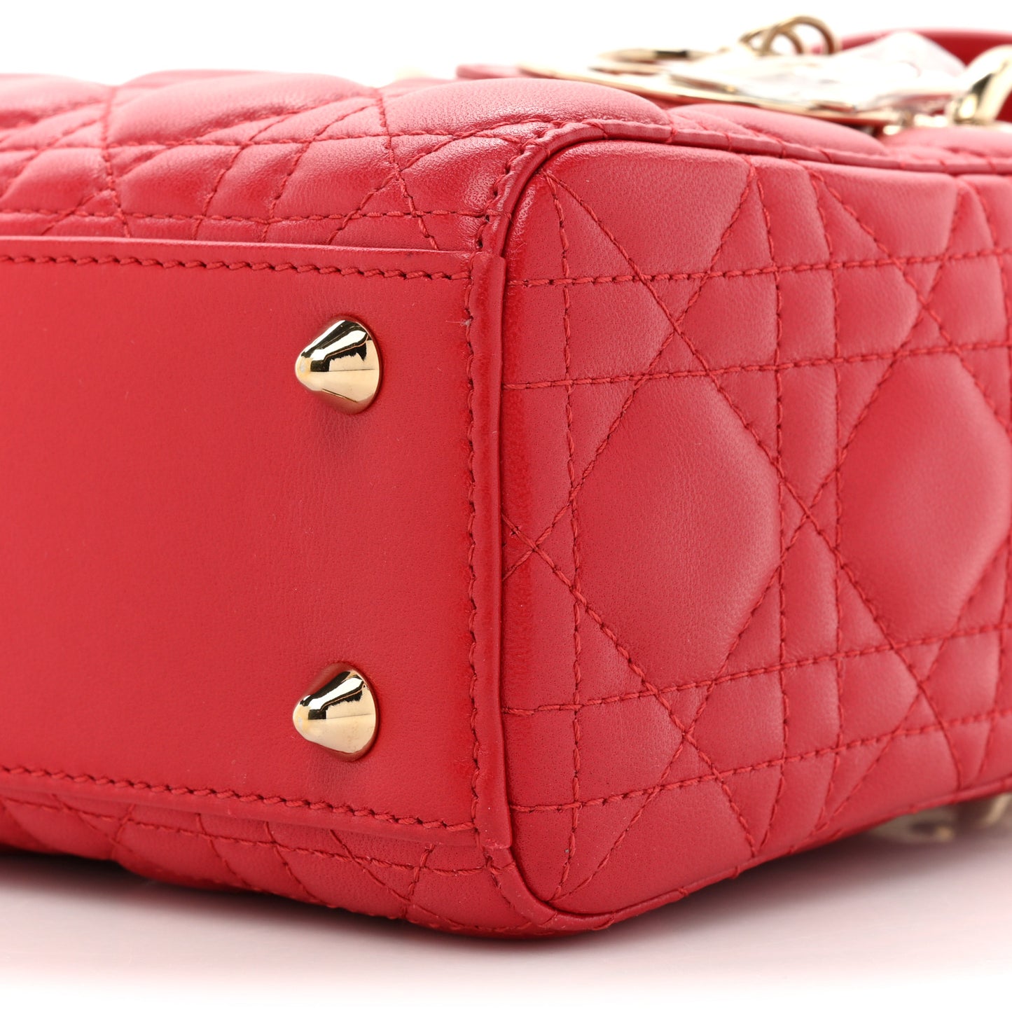 Lambskin Cannage Small Lucky Badges My Lady Dior Red