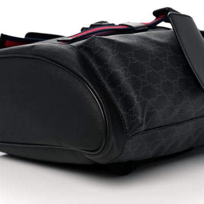 Gucci Soft GG Supreme Monogram Appia Calfskin Web Double Buckle Backpack Black 9 of 9