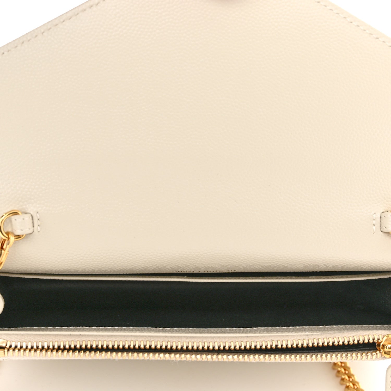 Saint Laurent Grain De Poudre Matelasse Chevron Monogram Envelope Chain Crema Soft 5 of 9