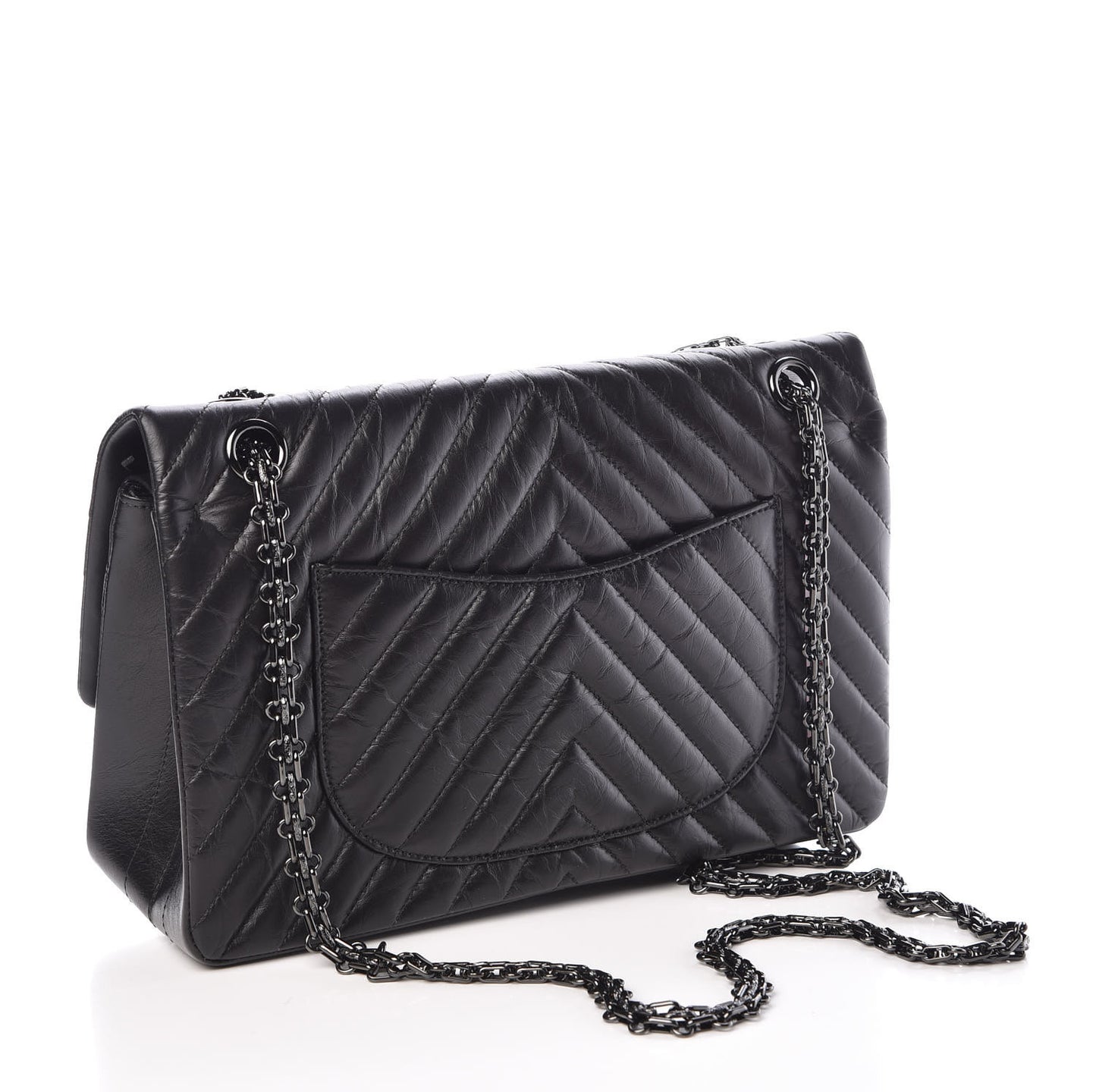 Aged Calfskin Chevron Quilted 2.55 Reissue 226 So Black