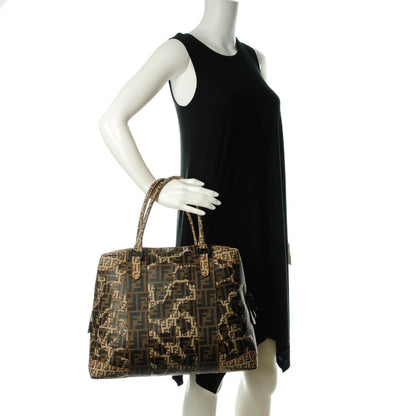 Fendi Zucca Zucchino Spalmati Large Mixed Media B Mix Tote Tobacco 2 of 8