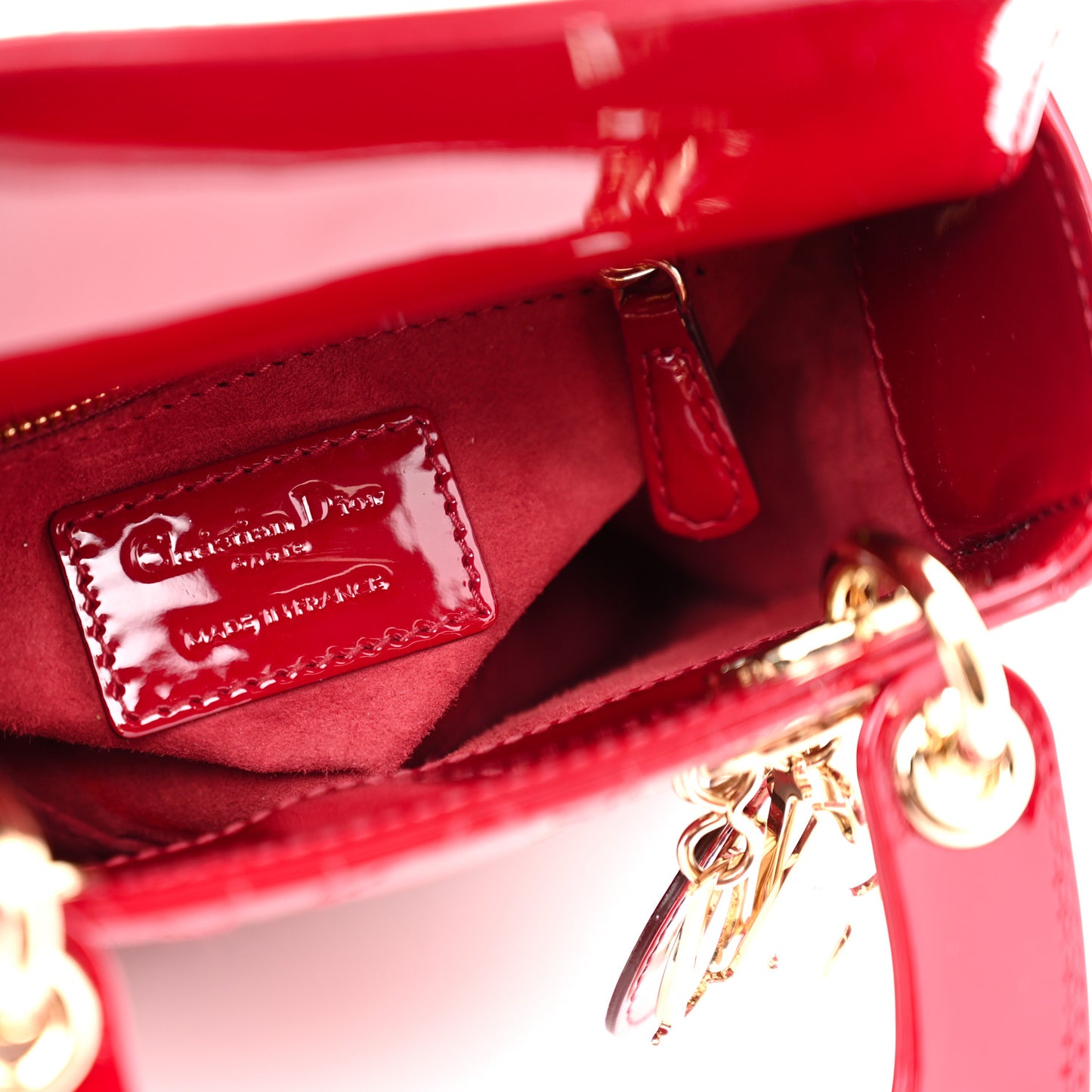 Patent Cannage Mini Lady Dior Red