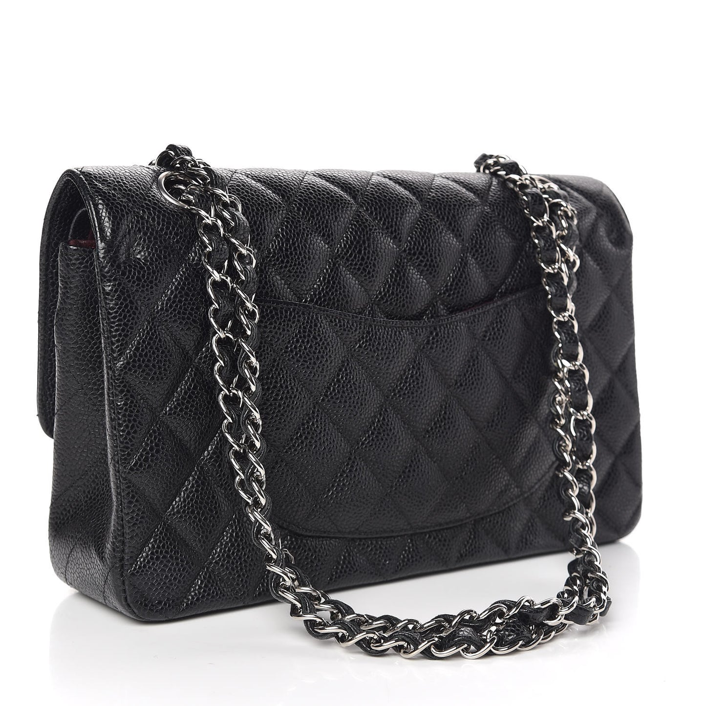 Caviar Quilted Medium Double Flap Black