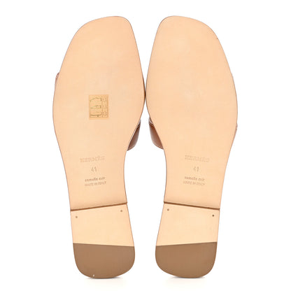 Hermes Box Calfskin Oran Sandals 41 Gold 5 of 9