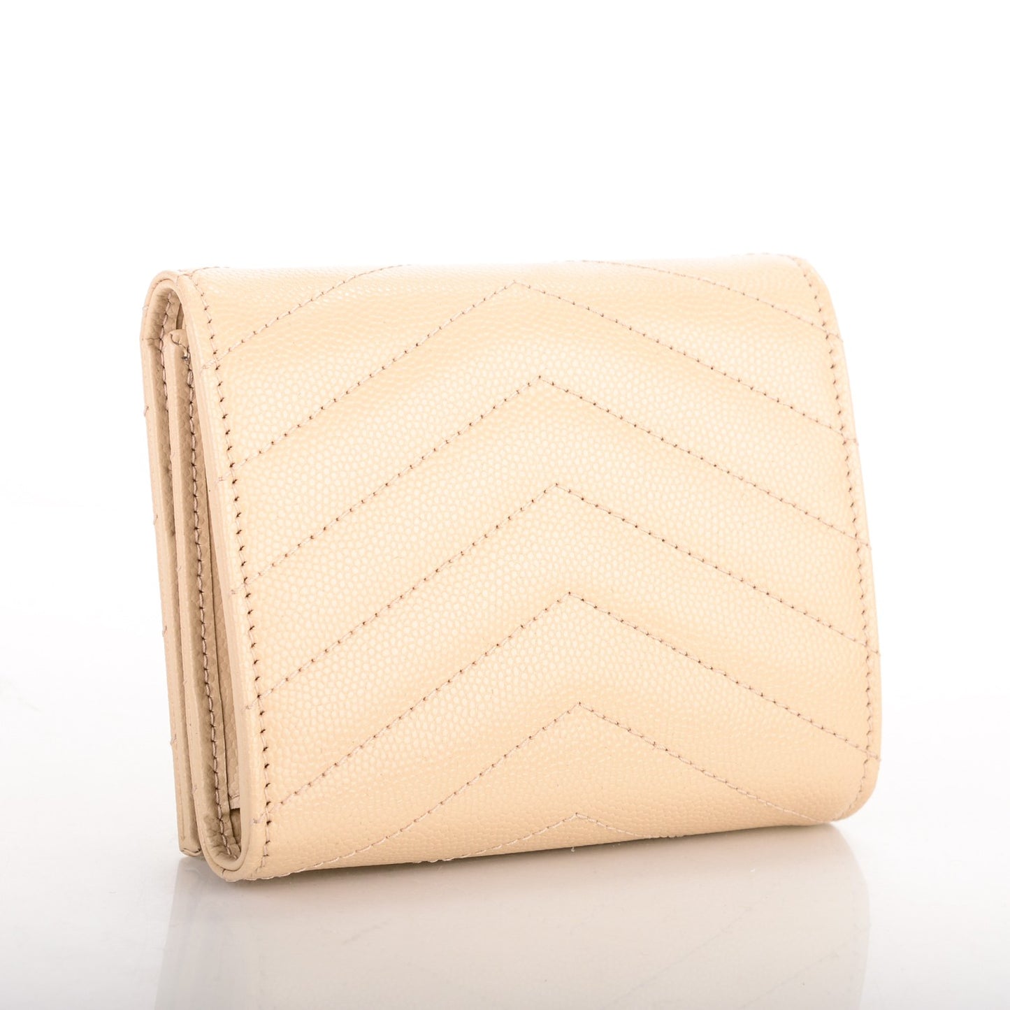 Grain De Poudre Matelasse Chevron Monogram Compact Wallet Nude Powder
