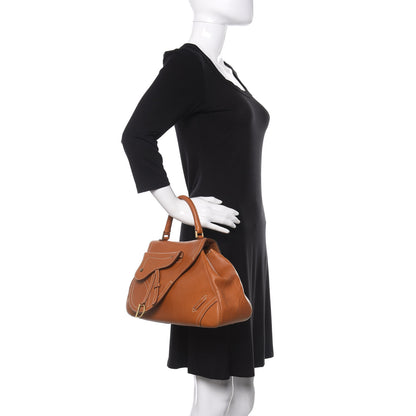Christian Dior Calfskin Saddle Top Handle Satchel Tan 2 of 9
