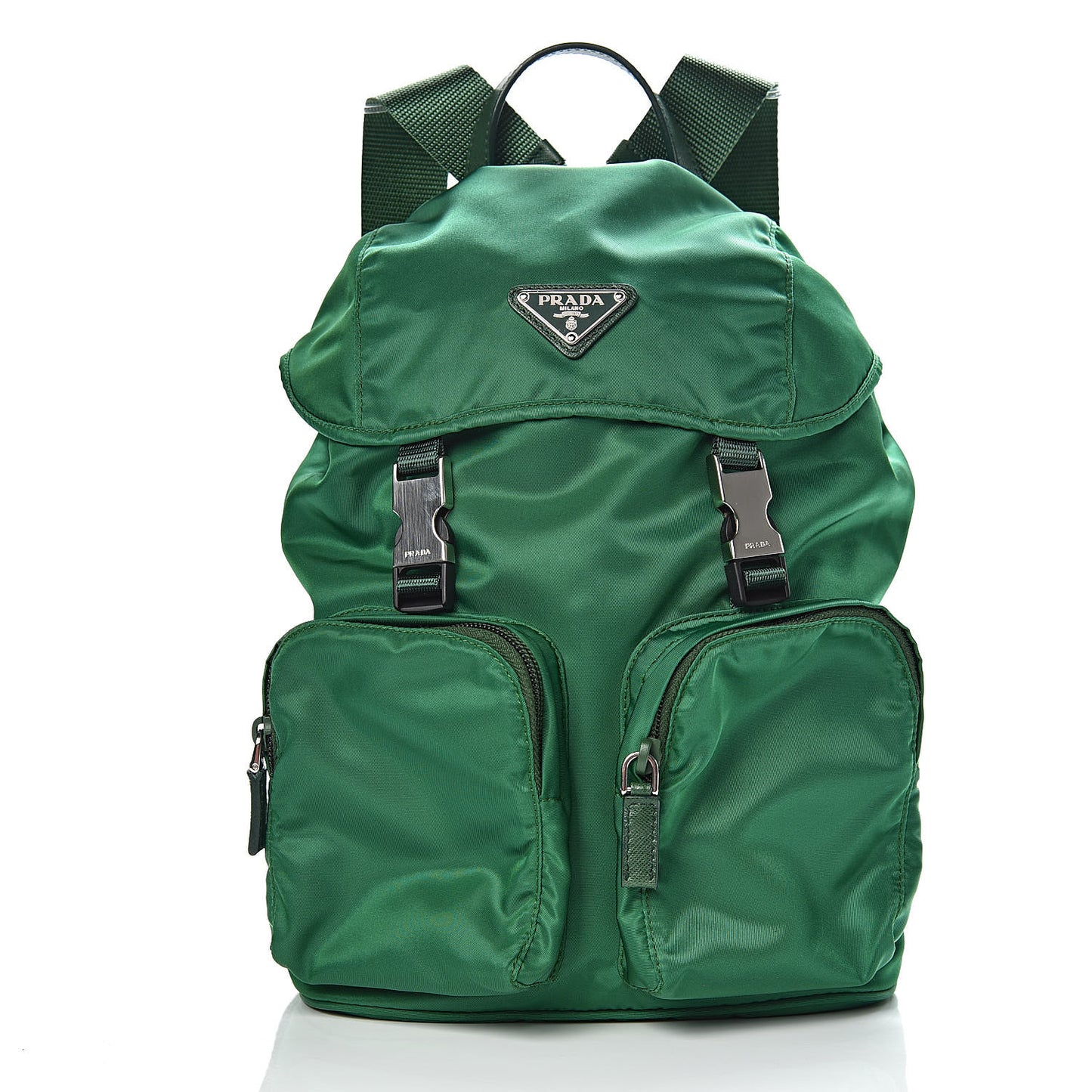 Nylon Vela Saffiano Double Buckle Backpack Oleandro