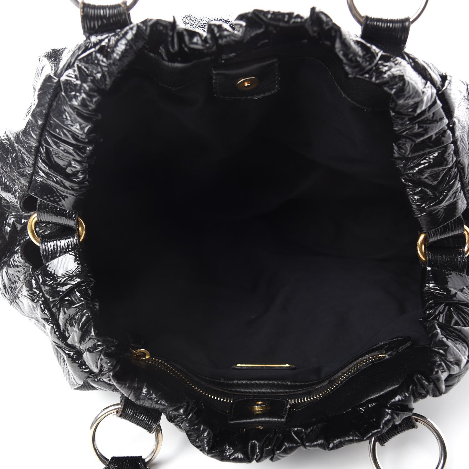 Miu Miu Vernice Gathered Tote Black 5 of 12