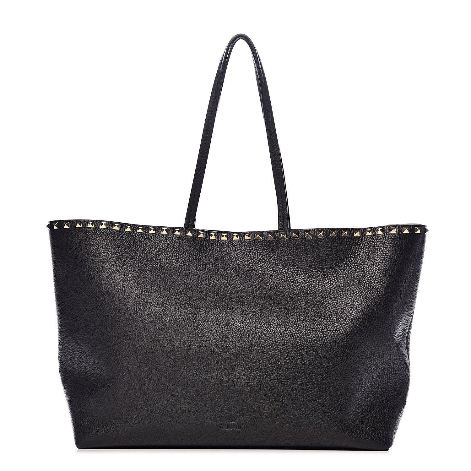 Valentino Garavani Grained Calfskin Rockstud Shoulder Tote Black 1 of 14