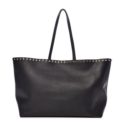 Valentino Garavani Grained Calfskin Rockstud Shoulder Tote Black 1 of 14