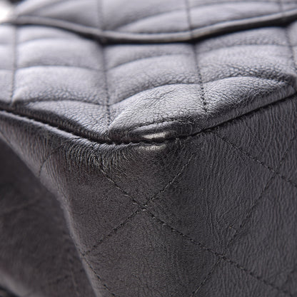 Chanel Crumpled Calfskin Quilted Medium Double Flap So Black 13 of 16