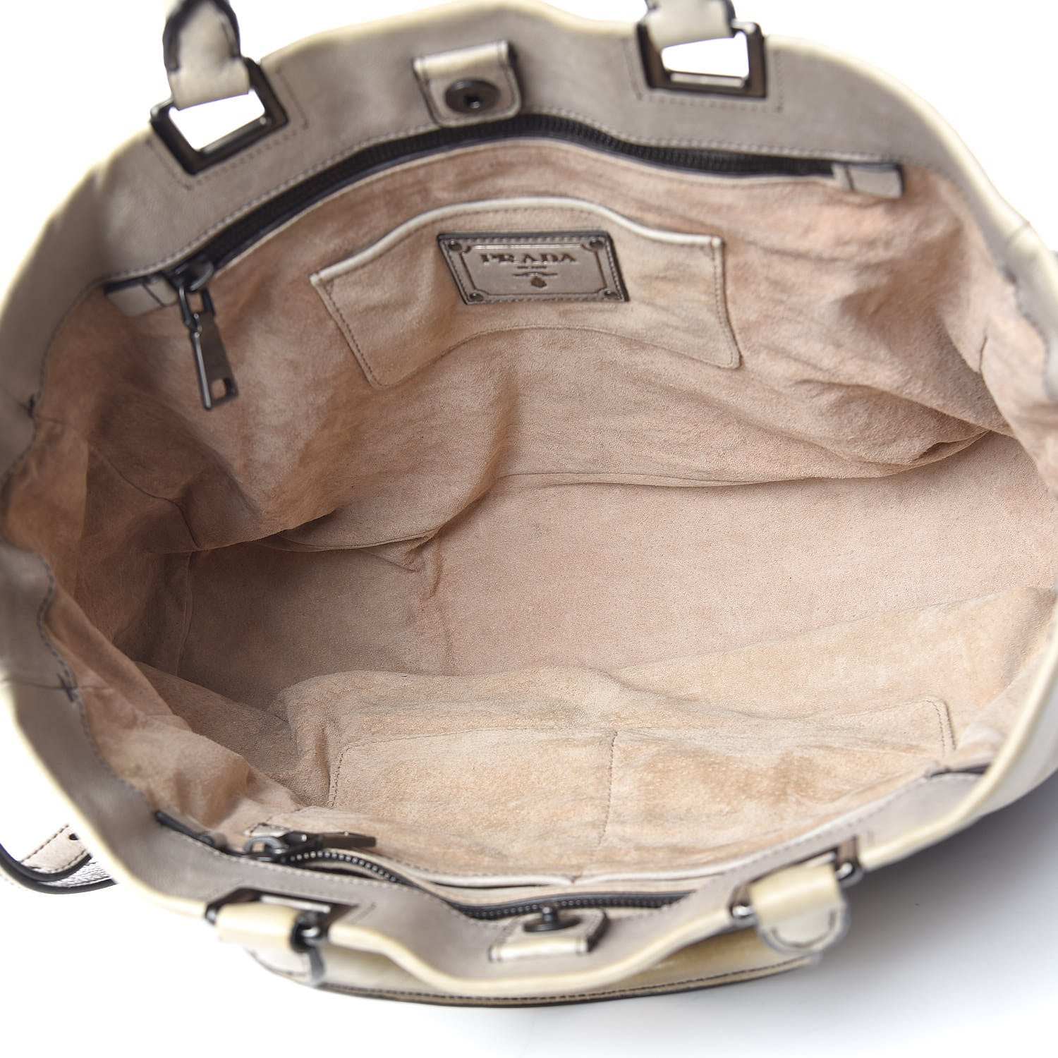 Prada Glace Calfskin Extra Wide Tote Ghiaccio Sfumato 6 of 15