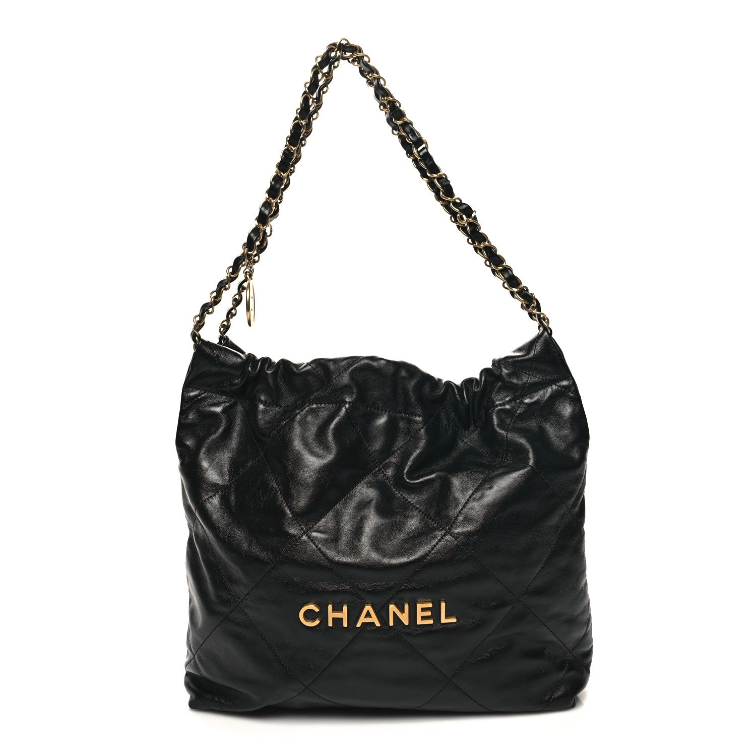 Chanel Shiny Calfskin Quilted Small Chanel 22 Black 1 of 13